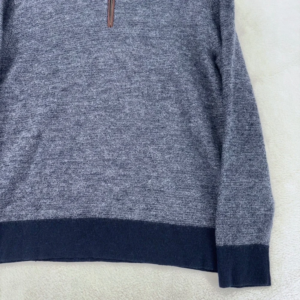 UNTUCKit Belguardo Birdseye Navy Blue 100% Merino Wool Quarter Zip Sweater XL